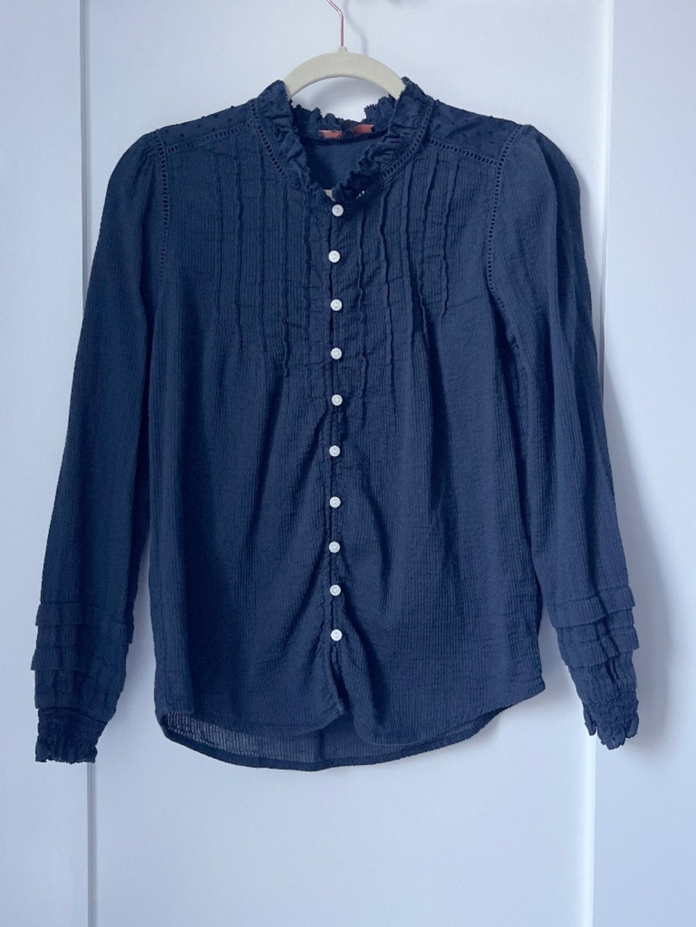 Quince Organic Textured Cotton Peasant Blouse